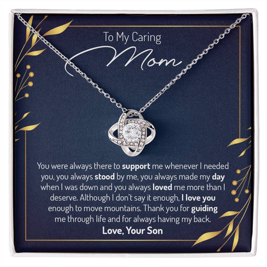 To My Caring Mom | I Love You - Love Knot Necklace